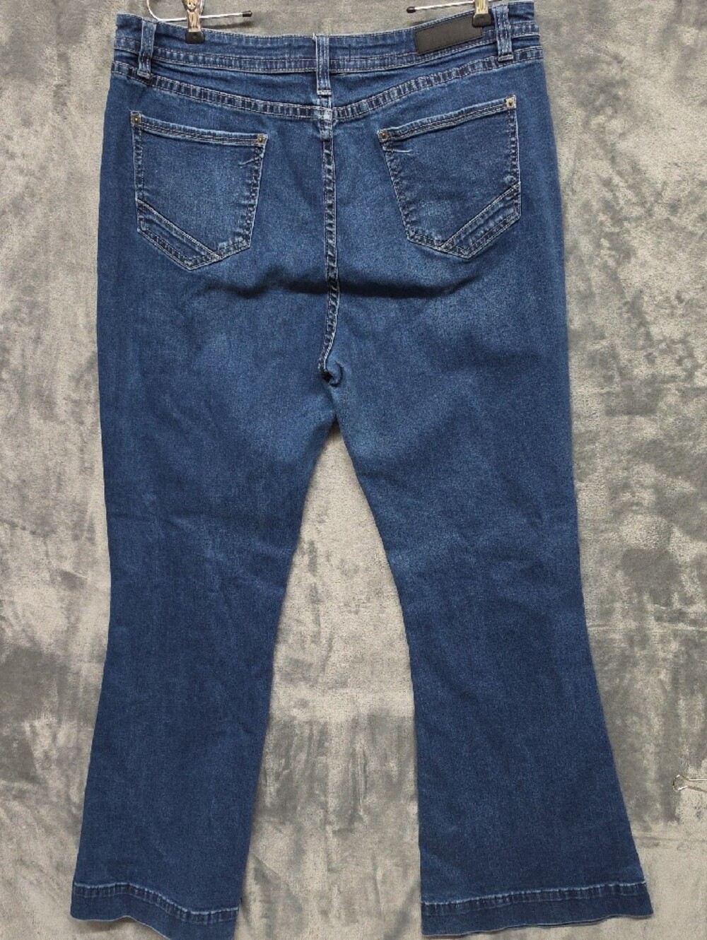 High-Rise Flare Jeans in Dark Blue - Women's Button-Fly Sz 36 - Picture 5 of 10